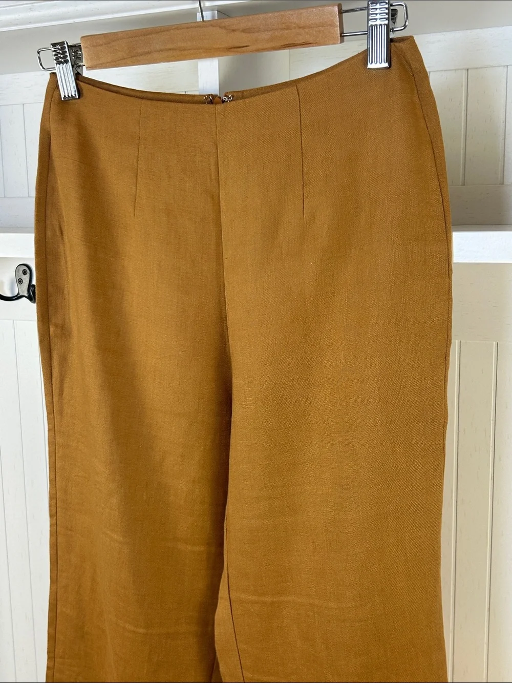 Reformation Brown 100% Linen Cropped Straight Leg Pants 0